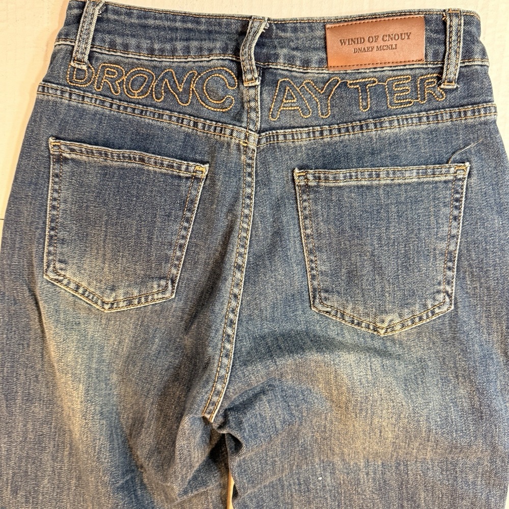 WIND‎ OF CNOUY Denim Jeans Women's M Embroidered Logo Straight Leg